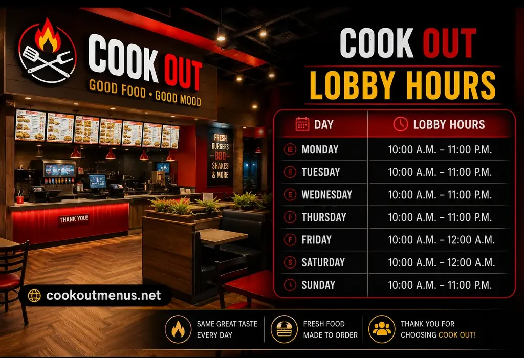 cookout lobby hours
