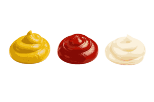 cookout mustard ketchup and mayonese